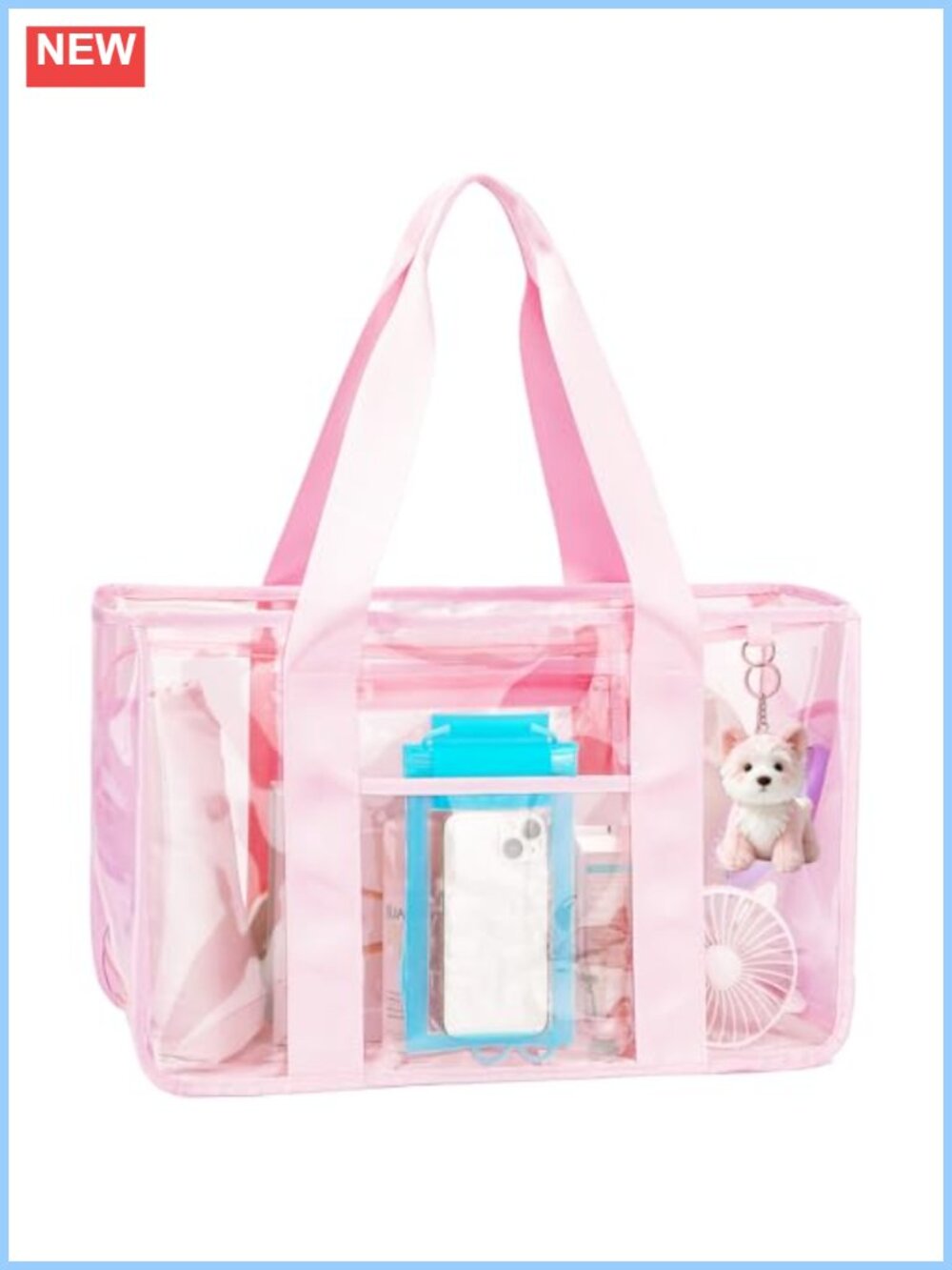 Waterproof Clear Beach Tote with Zipper for Travel